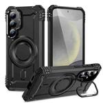For Samsung Galaxy S24+ 5G Lens Holder MagSafe Phone Case(Black)