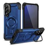 For Samsung Galaxy S24 FE 5G Lens Holder MagSafe Phone Case(Blue)