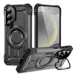 For Samsung Galaxy S25+ 5G Lens Holder MagSafe Phone Case(Grey)