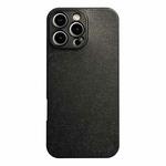 For iPhone 16 Pro Max Litchi Texture TPU Black Lens Frame Phone Case(Black)