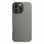 For iPhone 15 Pro Max Litchi Texture TPU Black Lens Frame Phone Case(Grey)