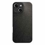 For iPhone 15 Litchi Texture TPU Black Lens Frame Phone Case(Black)