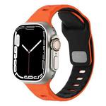 For Apple Watch 46mm / 49mm / 45mm / 44mm Horizontal Stripes Two-Color Silicone Watch Band(Orange Black)