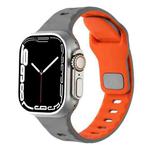 For Apple Watch 46mm / 49mm / 45mm / 44mm Horizontal Stripes Two-Color Silicone Watch Band(Grey Orange)