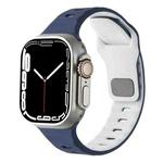 For Apple Watch 46mm / 49mm / 45mm / 44mm Horizontal Stripes Two-Color Silicone Watch Band(Midnight Blue White)