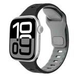 For Apple Watch 42mm / 41mm / 40mm / 38mm Horizontal Stripes Two-Color Silicone Watch Band(Black Grey)