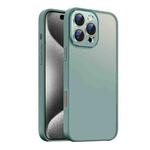 For iPhone 15 Pro Max Nano Semi-transparent Frosted Skin Feel Phone Case(Deep Cyan)