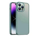 For iPhone 14 Pro Max Nano Semi-transparent Frosted Skin Feel Phone Case(Deep Cyan)