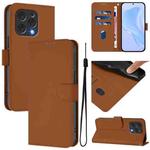 For Doogee N55 Plus Skin Feel Solid Color Leather Phone Case with Lanyard(Brown)