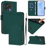 For Doogee N55 Plus Skin Feel Solid Color Leather Phone Case with Lanyard(Dark Green)