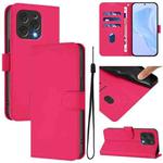 For Doogee N55 Plus Skin Feel Solid Color Leather Phone Case with Lanyard(Rose Red)