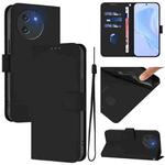 For Doogee Note 59 / Note 59 Pro Skin Feel Solid Color Leather Phone Case with Lanyard(Black)