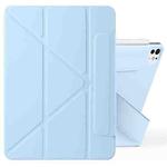 For iPad Pro 11 2024 Fixed Buckle Magnetic Deformation Leather Tablet Case(Ice Blue)