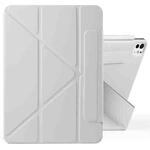 For iPad Pro 11 2024 Fixed Buckle Magnetic Deformation Leather Tablet Case(Grey)