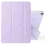 For iPad Pro 11 2024 Fixed Buckle Magnetic Deformation Leather Tablet Case(Purple)
