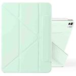 For iPad Pro 13 2024 Fixed Buckle Magnetic Deformation Leather Tablet Case(Baby Green)