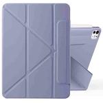 For iPad Pro 13 2024 Fixed Buckle Magnetic Deformation Leather Tablet Case(Lavender Purple)