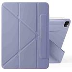 For iPad Pro 11 2022 / 2021 / 2020 Fixed Buckle Magnetic Deformation Leather Tablet Case(Lavender Purple)