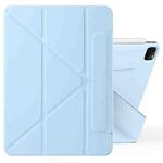 For iPad Pro 12.9 2022 / 2021 / 2020 Fixed Buckle Magnetic Deformation Leather Tablet Case(Ice Blue)