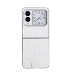 For Huawei nova Flip Camellia Plaid Fabric DIY PC Phone Case(White)