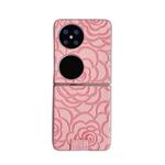 For Huawei Pocket 2 Camellia Plaid Fabric DIY PC Phone Case(Pink)