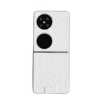 For Huawei P50 Pocket Camellia Plaid Fabric DIY PC Phone Case(White)