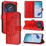 For Cubot A30 Embossed Butterfly Leather Phone Case(Red)