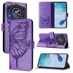 For Cubot A30 Embossed Butterfly Leather Phone Case(Light Purple)