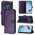 For Cubot A30 Embossed Butterfly Leather Phone Case(Dark Purple)
