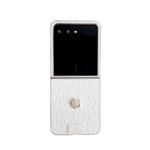 For Motorola Razr 50 / 50 Ultra 3D Camellia Plaid Fabric DIY PC Phone Case(White)