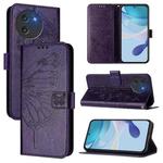 For Doogee Note 59 / Note 59 Pro Embossed Butterfly Leather Phone Case(Dark Purple)