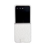 For Motorola Razr 50 / 50 Ultra Camellia Plaid Fabric DIY PC Phone Case(White)