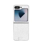 For Samsung Galaxy Z Flip5 5G Camellia Plaid Fabric DIY PC Phone Case(White)