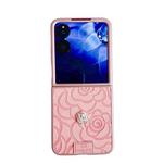 For Xiaomi Mix Flip 3D Camellia Plaid Fabric DIY PC Phone Case(Pink)