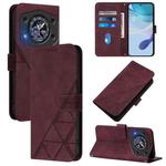 For Cubot A30 Crossbody 3D Embossed Flip Leather Phone Case(Wine Red)
