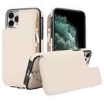 For iPhone 11 Pro Double Flap Zipper RFID Leather Phone Case with Short Lanyard(White)