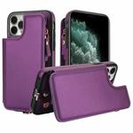 For iPhone 11 Pro Double Flap Zipper RFID Leather Phone Case with Short Lanyard(Dark Purple)