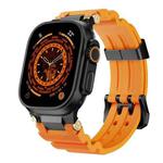 For Apple Watch 46mm / 49mm / 45mm / 44mm Cool Dual-Row Holes Silicone Watch Band(Orange Black)