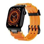 For Apple Watch 42mm / 41mm / 40mm / 38mm Cool Dual-Row Holes Silicone Watch Band(Orange Black)