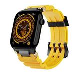 For Apple Watch 42mm / 41mm / 40mm / 38mm Cool Dual-Row Holes Silicone Watch Band(Yellow Black)