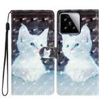 For Xiaomi 15 3D Pattern Leather Phone Case(White Cat)