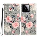 For Xiaomi 15 3D Pattern Leather Phone Case(Gray Base Flower)
