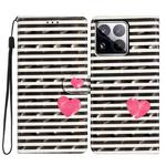 For Xiaomi 15 Pro 3D Pattern Leather Phone Case(Striped Heart)