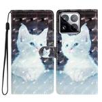 For Xiaomi 15 Pro 3D Pattern Leather Phone Case(White Cat)