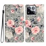 For Xiaomi 15 Pro 3D Pattern Leather Phone Case(Gray Base Flower)