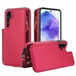 For Samsung Galaxy S24+ 5G Double Flap Zipper RFID Leather Phone Case with Short Lanyard(Red)