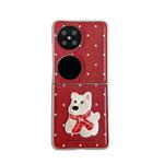 For Huawei P50 Pocket / Pocket 2 Skin Fee Litchi Pattern Scarf Embroidered Dog Phone Case(Red Polka Dots)