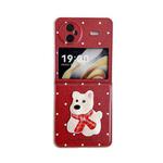 For vivo X Flip Skin Fee Litchi Pattern Scarf Embroidered Dog Phone Case(Red Polka Dots)