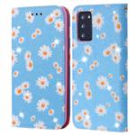 For Samsung Galaxy Note20 Glittering Daisy Magnetic Horizontal Flip Leather Case with Holder & Card Slots & Photo Frame(Blue)