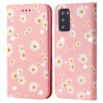 For Samsung Galaxy Note20 Glittering Daisy Magnetic Horizontal Flip Leather Case with Holder & Card Slots & Photo Frame(Pink)